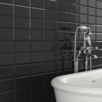 Show details for Metro Black Polished Tile 10x20 cm Picture of Metro Black Polished Tile 10x20 cm