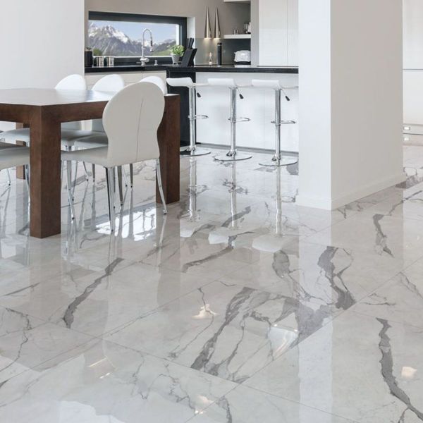 Picture of Statuario Superiore Polished Marble Effect Tile 60x60 cm