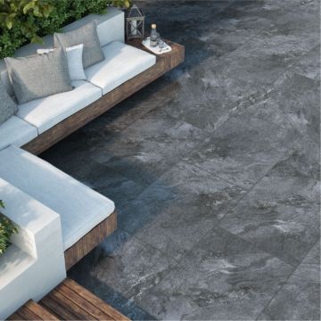 Show details for Cliff Dark Grey Porcelain Paving Slab 60x90 cm grey outdoor tile